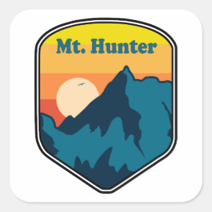 Mt. Hunter Alaska Sonnenaufgang Quadratischer Aufkleber