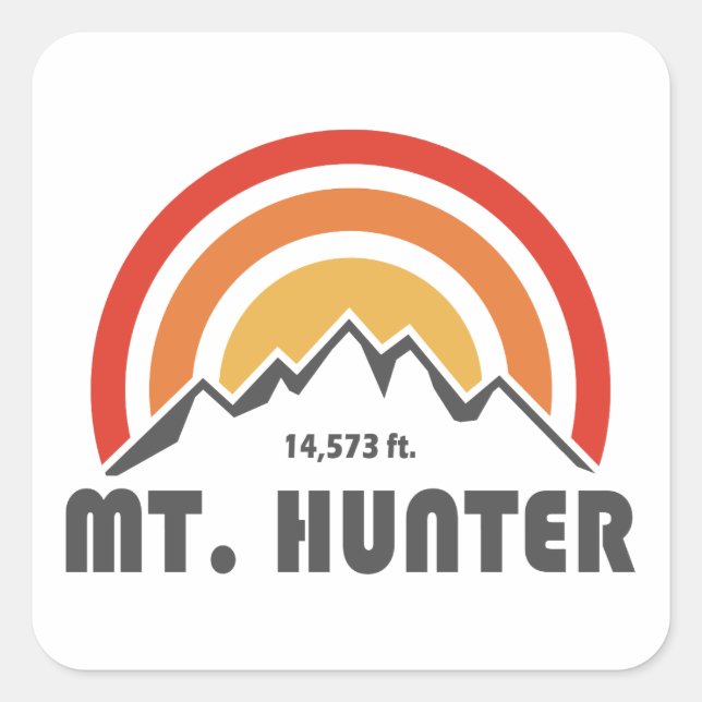 Mt. Hunter Quadratischer Aufkleber (Vorderseite)