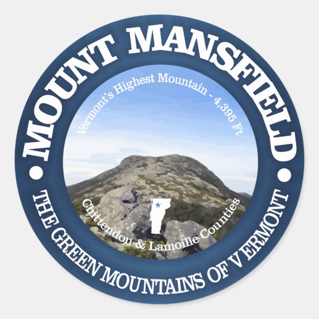 Mt Mansfield Runder Aufkleber (Vorderseite)