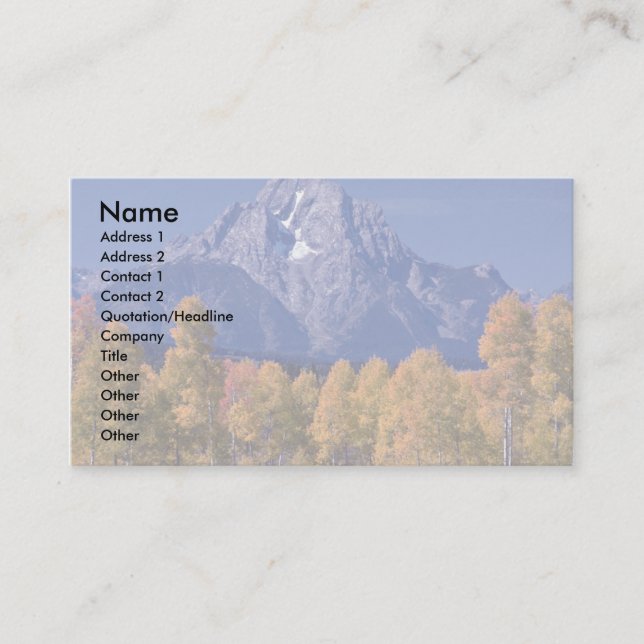 Mt. Moran, Grand Teton National Park, Wyoming Visitenkarte (Vorderseite)