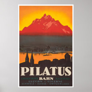 Mt. Pilatus Kunst Schweiz Reiseplakat Schweizerisc Poster