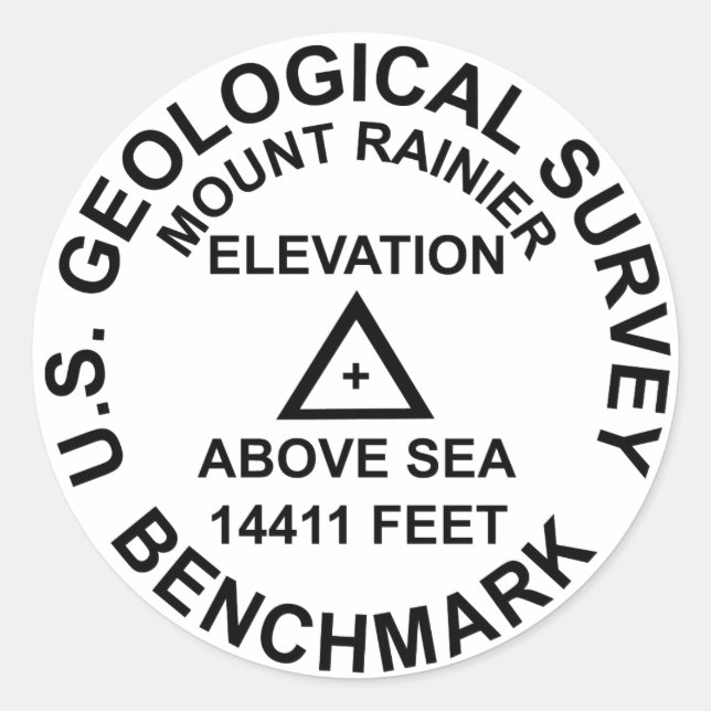 Mt. Rainer USGS Style Benchmark Runder Aufkleber (Vorderseite)