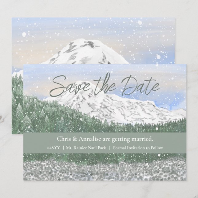 Mt Rainier National Park Wedding Save the Date (Vorne/Hinten)