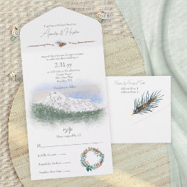 Mt. Rainier, Snow, Pinecones, Pine Needles All In One Einladung