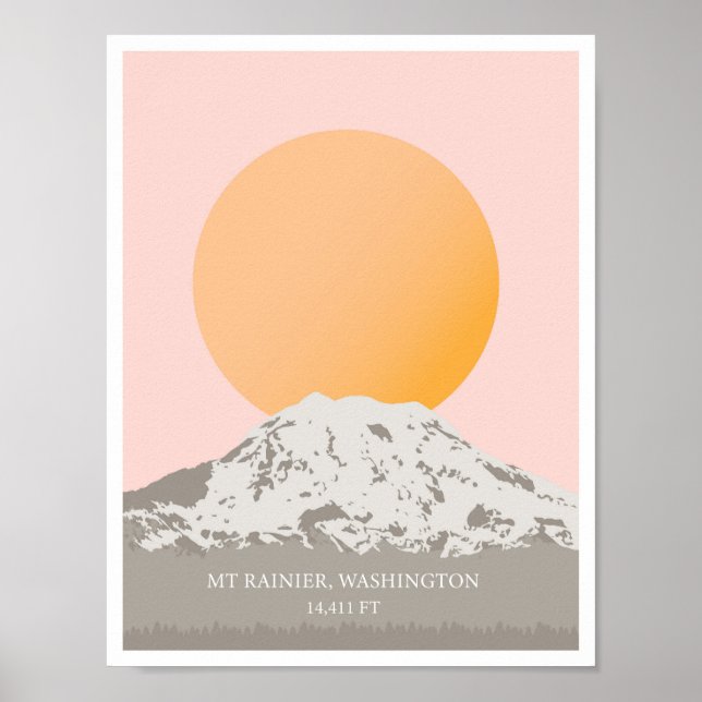 Mt Rainier Washington Minimal Print Poster (Vorne)