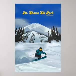 Mt Shasta Ski Park Skigebiet Reiseplakat Poster