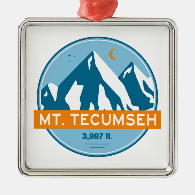 Mt. Tecumseh New Hampshire Stars Moon Ornament Aus Metall (Vorne)
