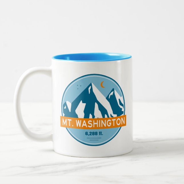 Mt. Washington New Hampshire Stars Moon Zweifarbige Tasse (Links)