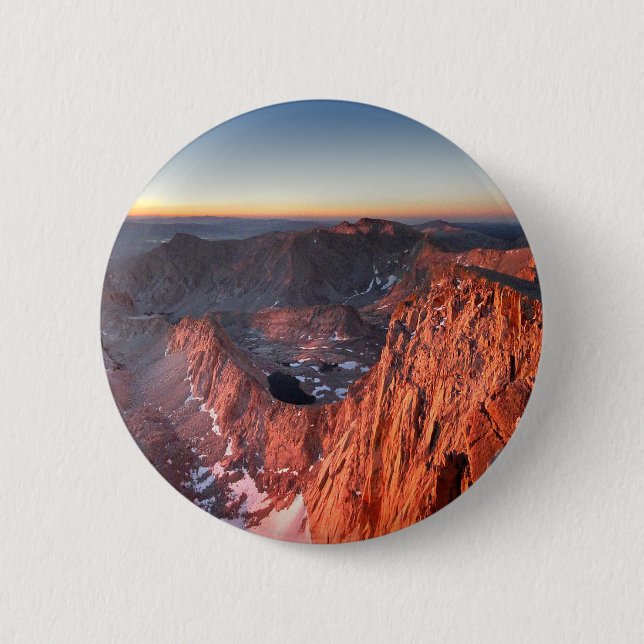 Mt Whitney and Pinnacles Sunrise - John Muir Trail Button (Vorderseite)