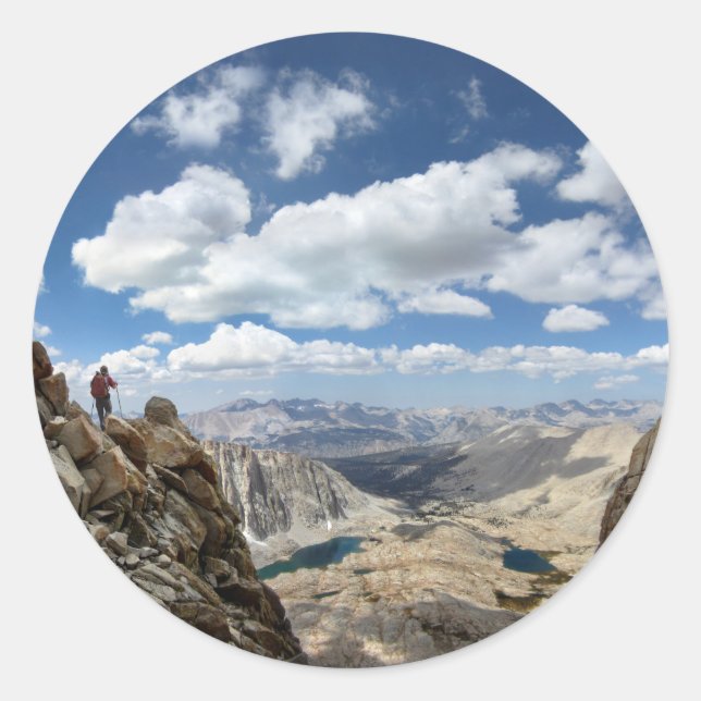 Mt Whitney Trail über Hitchcock- und Gitarrenseen  Runder Aufkleber (Vorderseite)
