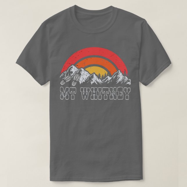 Mt Whitney Wandern mit Retro Sunset T-Shirt (Design vorne)