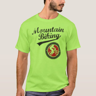 MTB Berg, der Retro Grafik, Schwarzes u. Rot T-Shirt