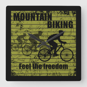 MTB-Downhill-Fahrradfahrer - Mountainbiking Quadratische Wanduhr