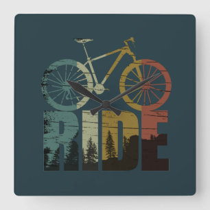 MTB-Downhill-Mountainbike-Fahrer Quadratische Wanduhr