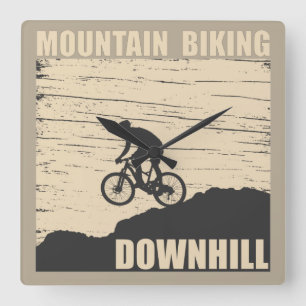 MTB Downhill Mountainbike Quadratische Wanduhr