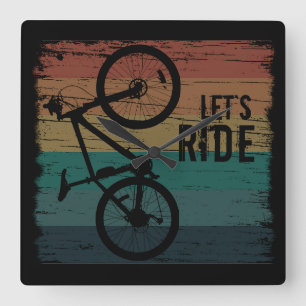 MTB Downhill - Vintage Mountainbiken Quadratische Wanduhr