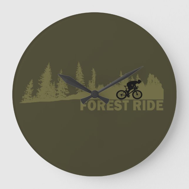 MTB-Downhill-Wald-Fahrt Mountainbiking Große Wanduhr (Vorderseite)