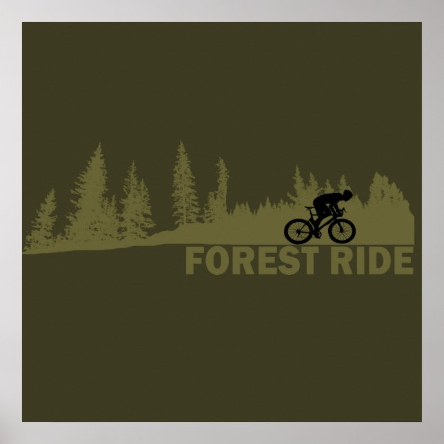 MTB-Downhill-Wald-Fahrt Mountainbiking Poster (Vorne)