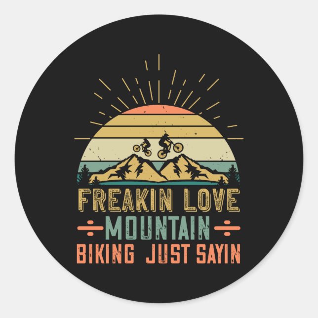 MTB - Freakin Liebe Mountainbiken Runder Aufkleber (Vorderseite)