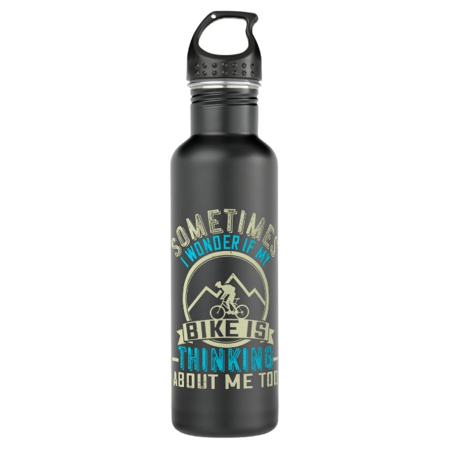 MTB Manchmal frage ich mich, ob mein Fahrrad denkt Edelstahlflasche (Vorderseite)