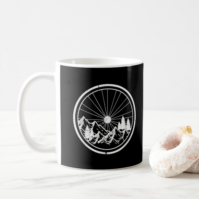 MTB Moderner Schwarzer Mountainbike-Pfad Kaffeetasse (Mit Donut)