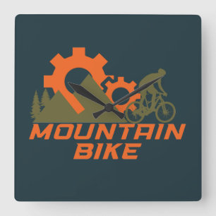 MTB Modernes Downhill-Mountainbike Quadratische Wanduhr