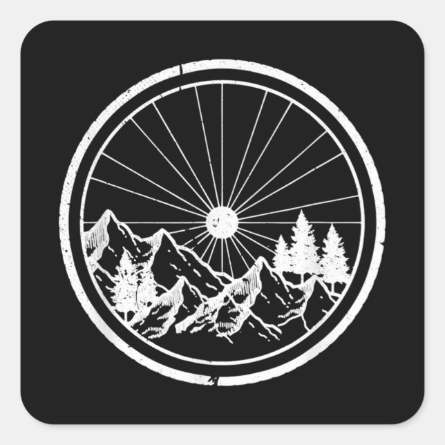 MTB Mountain Bike Trail Quadratischer Aufkleber (Vorderseite)