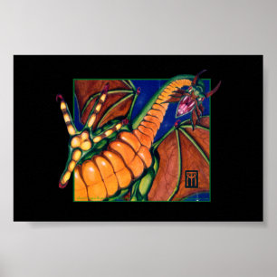 MtG Shivan-Drache auf schwarzem Hintergrund Poster