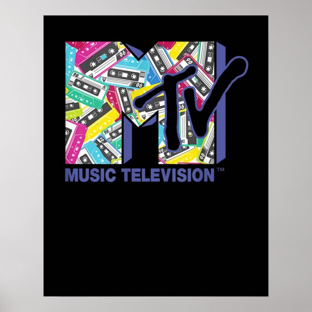 MTV-Logo mit Retro-80er-Bändern Poster (Vorne)