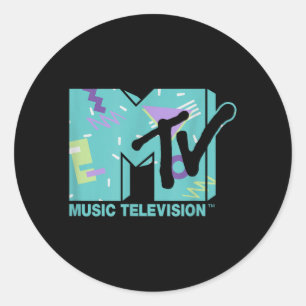 MTV Pastel Memphis Retro 80er Grafik Runder Aufkleber