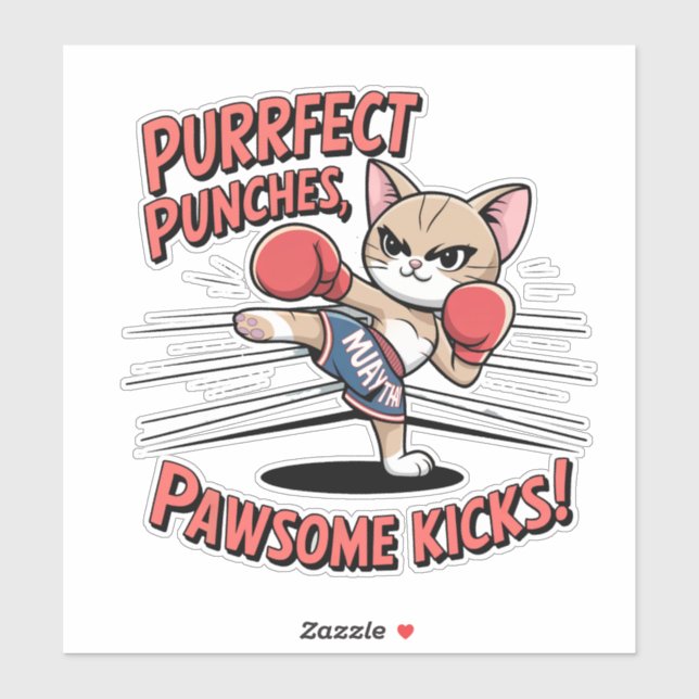 Muay Thai Boxing Niedlich Anime Cat Sticker (Blatt)