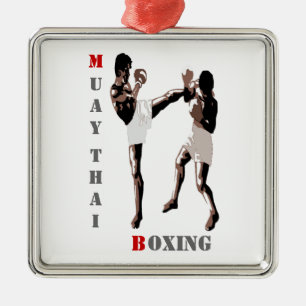 Muay Thai Boxing Silbernes Ornament