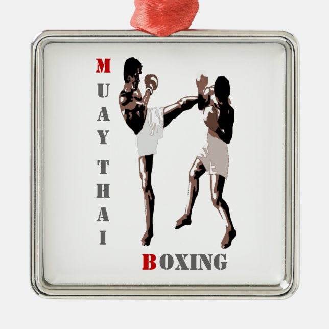 Muay Thai Boxing Silbernes Ornament (Vorne)