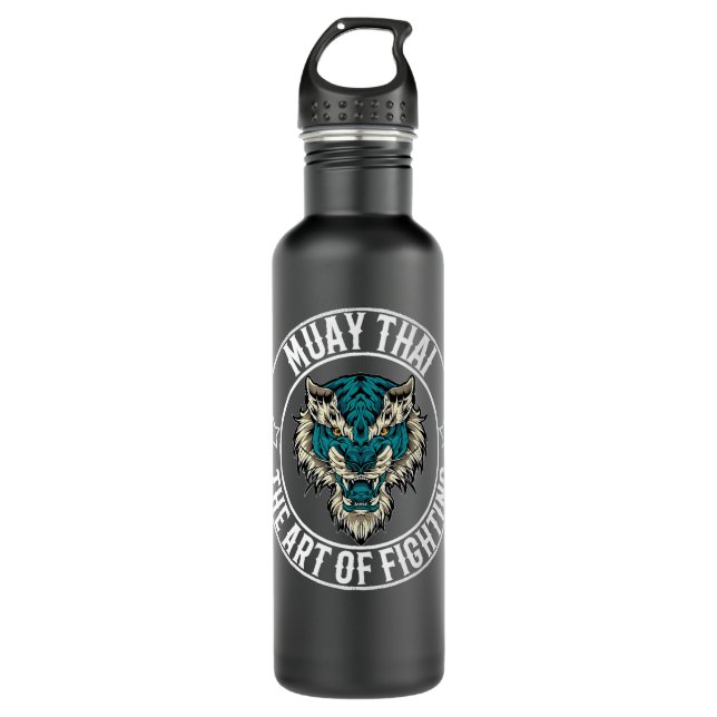 Muay Thai Boxing und Lion Premium Edelstahlflasche (Vorderseite)