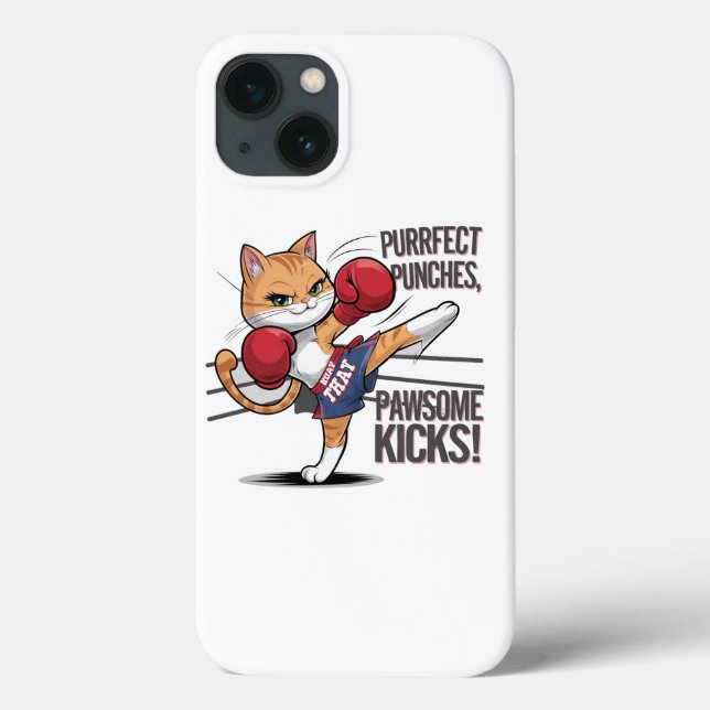 Muay Thai Cute Boxe et Kicking Cat Coque iphone (Verso)