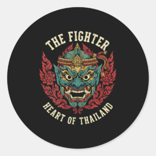 Muay Thai Der Fighter Herz Thailand Dämon MMA Runder Aufkleber