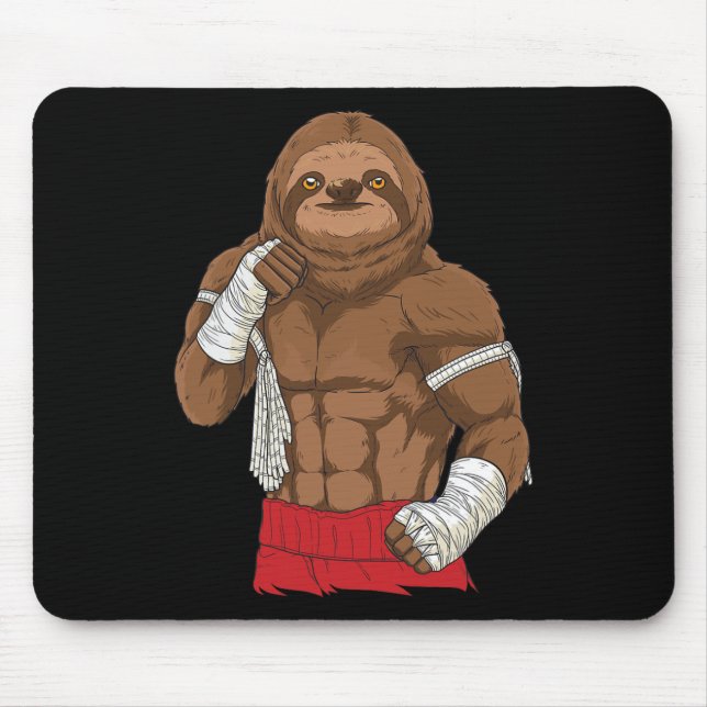 Muay Thai Faultier Kickboxkämpfer  Mousepad (Vorne)