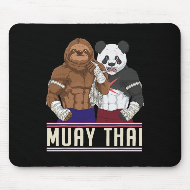 Muay Thai Faultier Panda Kickbox Kämpfer  Mousepad (Vorne)