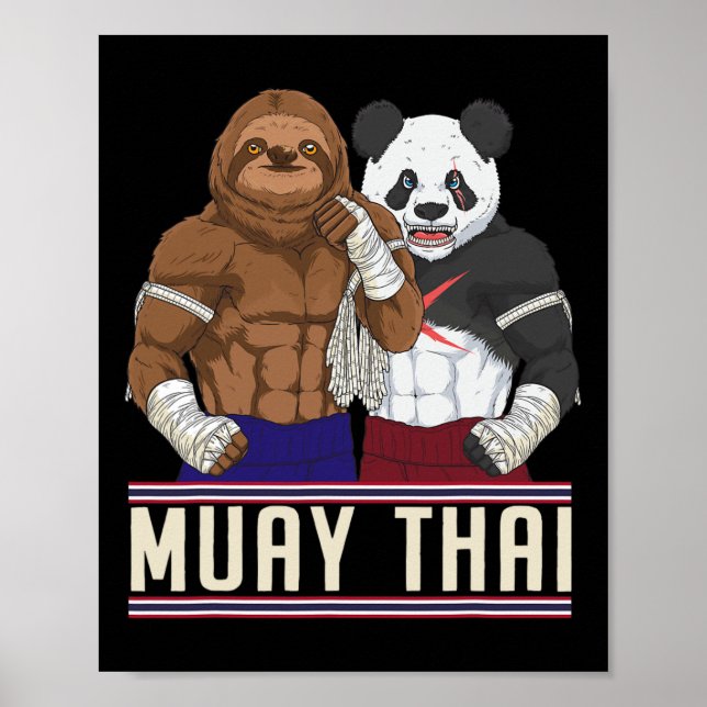 Muay Thai Faultier-Panda-Kickboxkämpfer  Poster (Vorne)