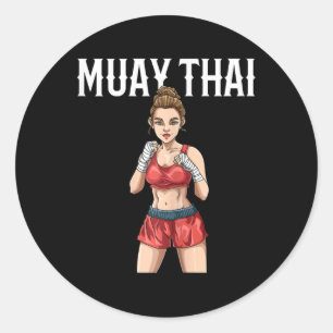 Muay Thai Frau - Thai-Boxen und Kickboxen Runder Aufkleber