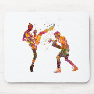Muay Thai in Aquarell Mousepad