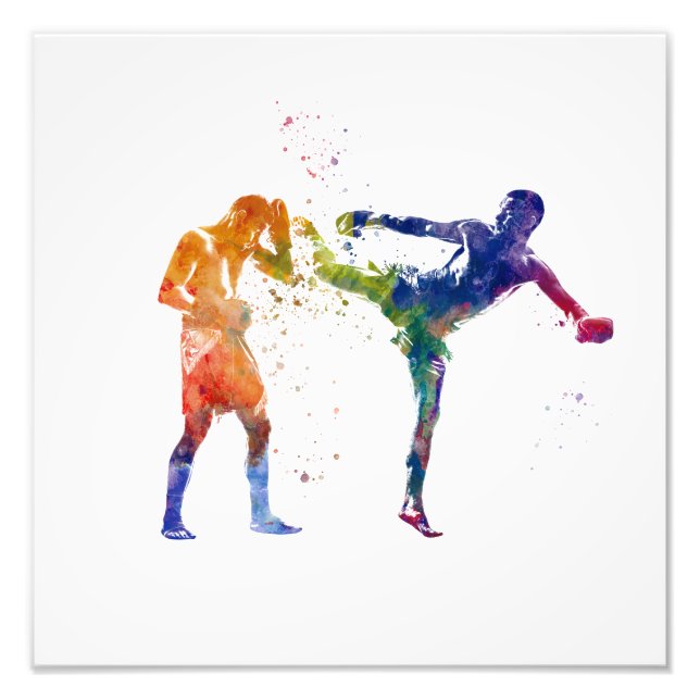 Muay thai in watercolor fotodruck (Vorne)