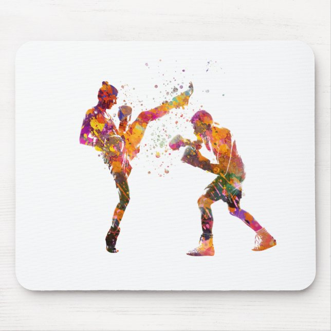 Muay thai in watercolor mousepad (Vorne)