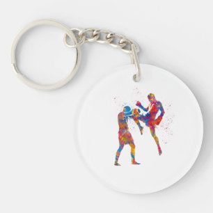 Muay thai Kämpfer in Aquarellfarbe Schlüsselanhänger