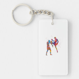 Muay thai Kämpfer in Aquarellfarbe Schlüsselanhänger