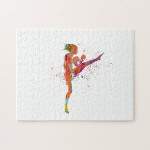 Muay Thai Karate in Aquarell