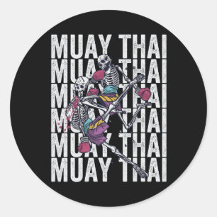 Muay Thai Kickboxen, Muay Thai Skelette, Muay Thai Runder Aufkleber