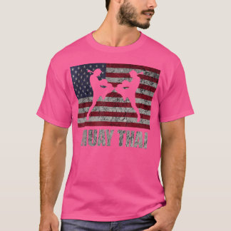 Muay Thai Kickboxing American Flag Mixed Martial A T-Shirt