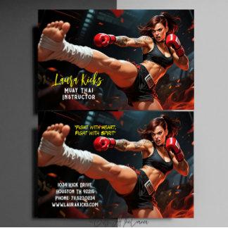 Muay Thai Kickboxing Martial Arts Instructor Visitenkarte