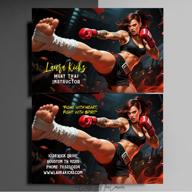 Muay Thai Kickboxing Martial Arts Instructor  Visitenkarte (Von Creator hochgeladen)